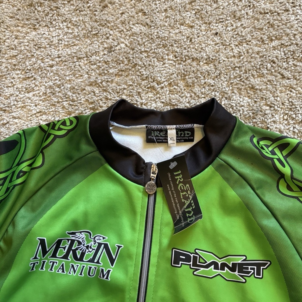 Official Ireland Cycling Jacket Men's Wind Tex Thermal Full Zip Green Black - Picture 6 of 8
